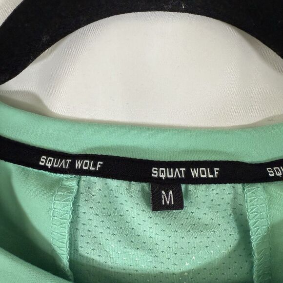 Squat Wolf Tank Top Women's Medium Teal Breathable Crew Neck Stretch Nylon - Picture 3 of 8